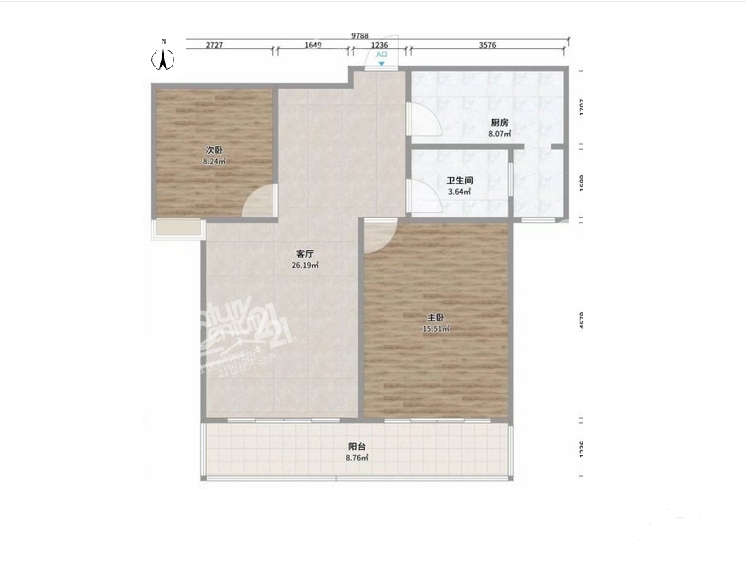 普通装修2室2厅1卫107m²66万元