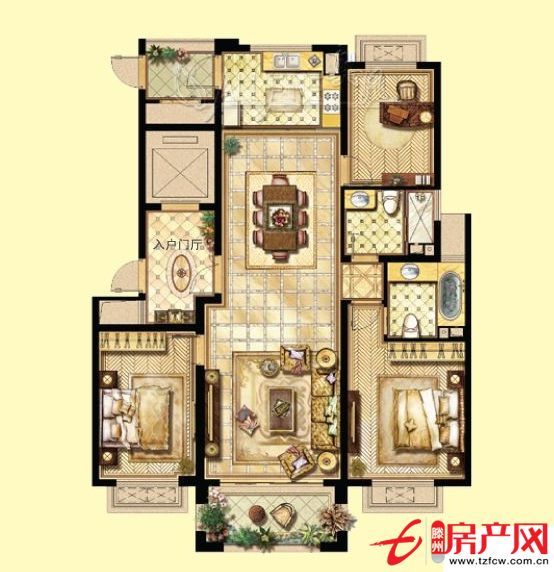 南北通透三居，主客厅和两个卧室均朝南，现房